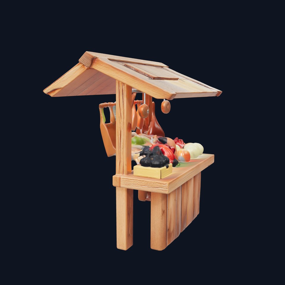Eco-friendly Wooden Market Stall model pack